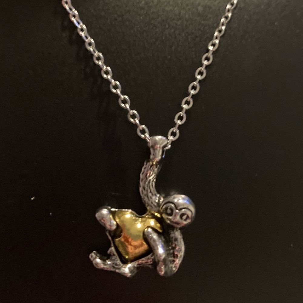 Sloth love silver and gold necklace